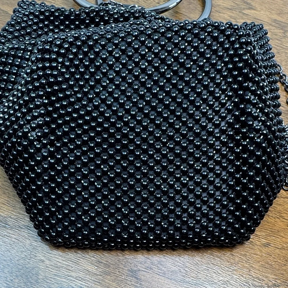 Jessica McClintock Gwen Ball Metal Mesh Ring Clutch Shoulder Dance Occasion Bag